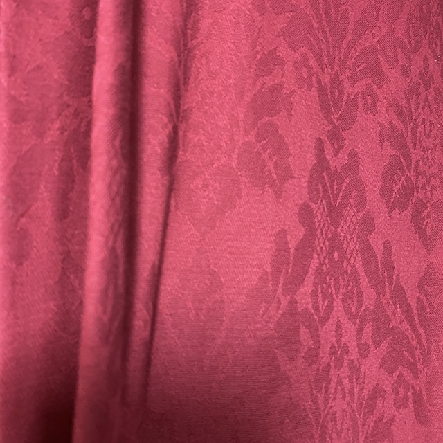 CURTAIN, Pair Red Damask